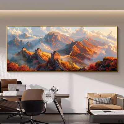 万里长城画靠山图客厅装饰画2025新款高档大气沙发背景挂画