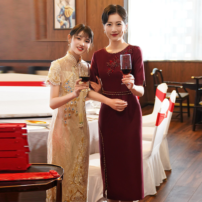 新品喜婆婆婚宴装2025新款丈母娘高端改良旗袍结婚妈妈装礼服大码