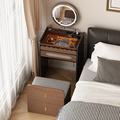 法式复古实木梳妆柜40公分小户型卧室床头桌子化妆台角落50cm宽60