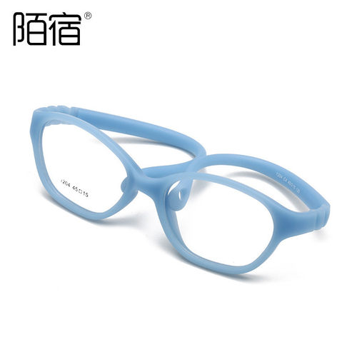 1204 45口15-120儿童全硅胶无螺丝近视镜方彩色光学无漆眼镜框架