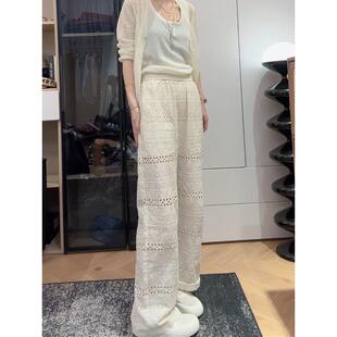 休闲宽松镂空裤女大码薄款垂感直筒裤2025夏季胖mm显瘦阔腿裤