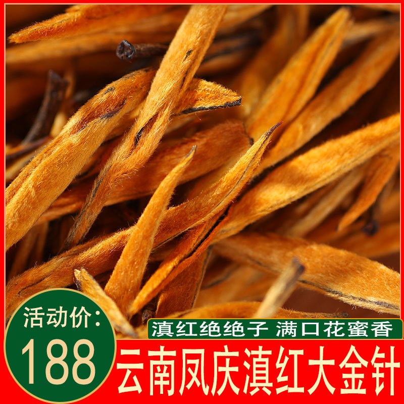 新日期2024新茶云南凤庆滇红大金针红茶古树茶蜜香金芽浓香型红茶