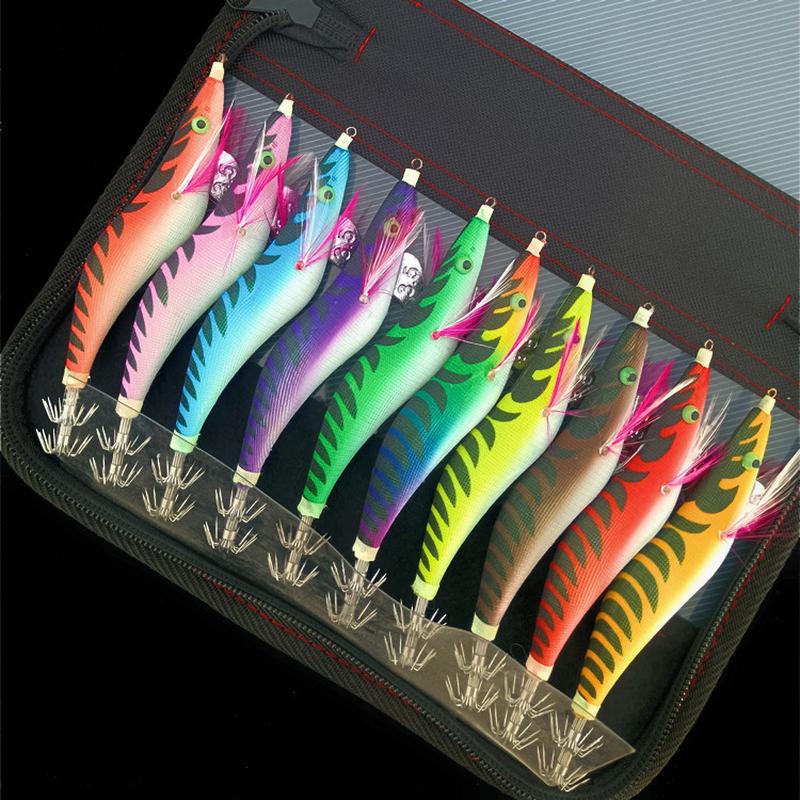 厂家供应套装木虾响珠鱿鱼钩仿真虾十色夜光 海钓鱼具用品