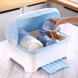 柜碗碟架餐具厨房箱盘子碗筷收纳盒置物架塑料碗放碗架沥水架带盖