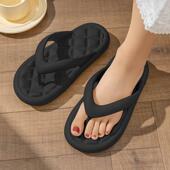 沙滩外穿人字拖女踩屎感凉拖鞋 2024情侣防滑夏季 新款 男夹厚底士脚