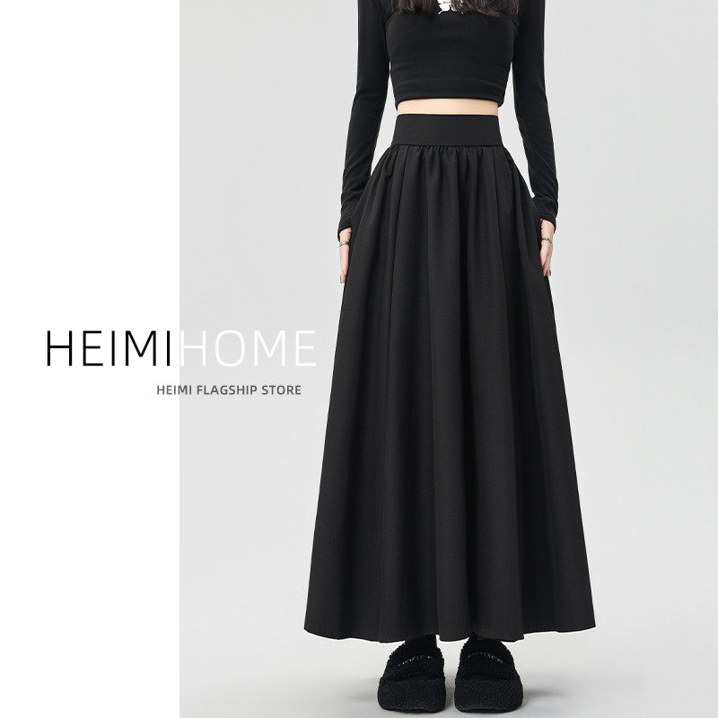 黑色百褶裙女春夏秋中长款收腹a字半身伞裙休闲大摆,女装/女士精品,半身裙,淘宝优惠券,粉丝福利购,淘宝优惠卷