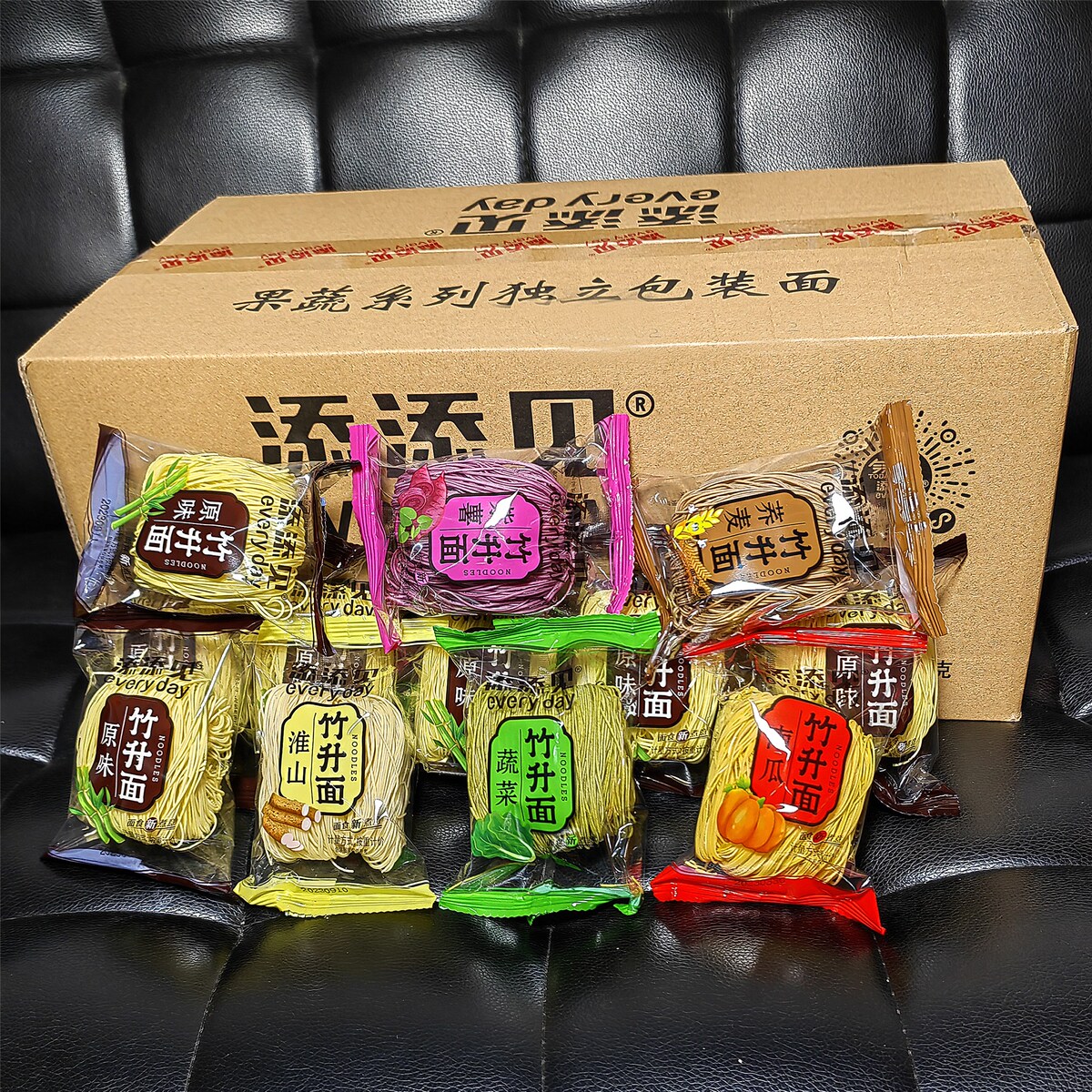 8斤装添添见面条果蔬系列独立装广东正宗竹升面素食荞麦面淮山面
