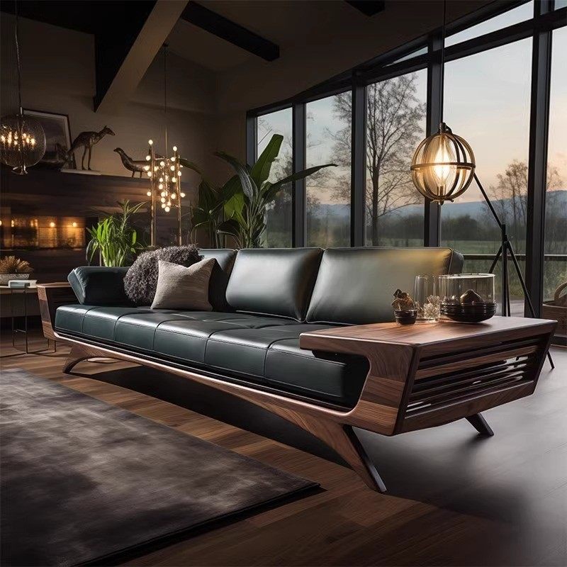 新中式实木罗汉床北美黑胡桃木禅意沙发床简约现代直排贵妃榻榻床