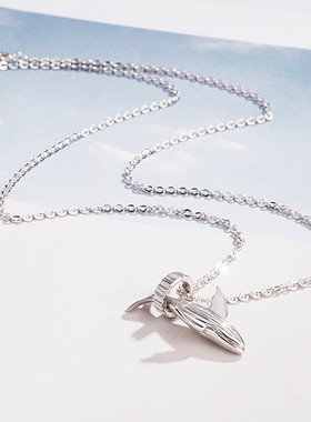 52赫兹鲸鱼项链纯银情侣一对小众设计感潮男女鱼尾锁骨链生日礼物