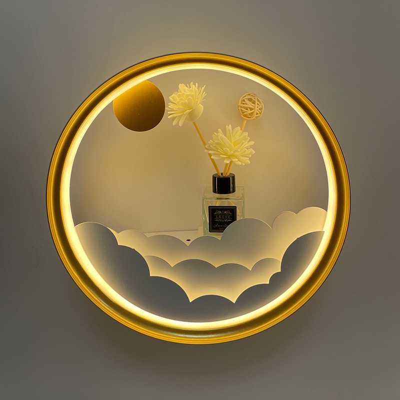 led壁灯简约床头灯卡通创意圆形卧室过道走廊室内壁灯中山灯具批