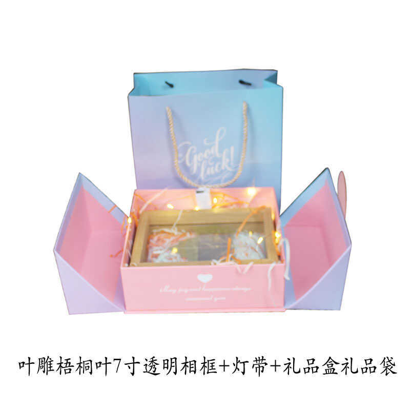 梧桐叶叶雕照片定制创意树叶子雕刻木质相框卧室摆件送朋友礼物