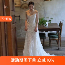 高货速发抹胸轻婚纱新娘高级感鱼尾蕾丝出门纱高端婚礼迎宾晚礼服