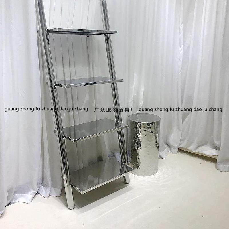 架流水梯子置物架层板架陈列落地架架鞋包不锈钢服装店展示架靠墙