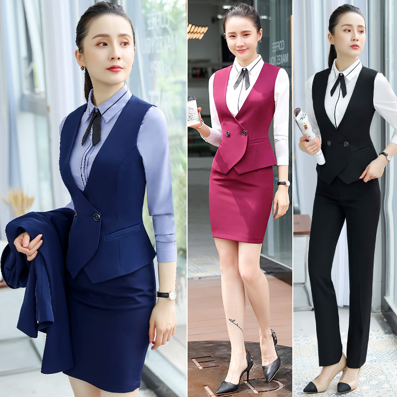 好货空姐制服职业套装高端三件套装时尚气质酒店前台工作服面试正