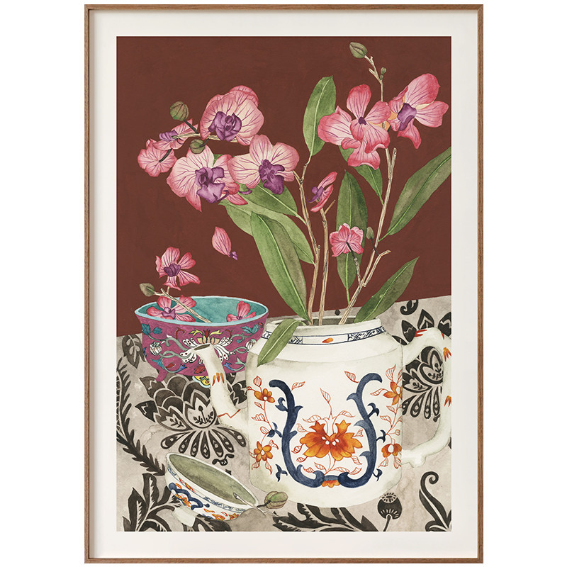 墙蛙新中式客厅装饰画瓶中花艺术青花瓷卧室床头沙发背景墙面挂画图片