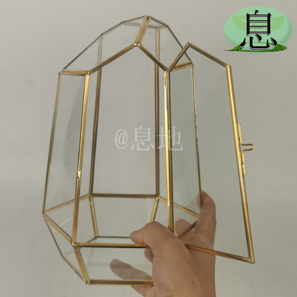 促销18035c带门包邮!工厂直销金色花盒多肉玻璃花房微景观