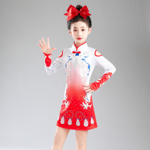 中國風(fēng)男女啦啦操演出服拉拉隊服裝 兒童啦啦隊團隊操服競技健美操