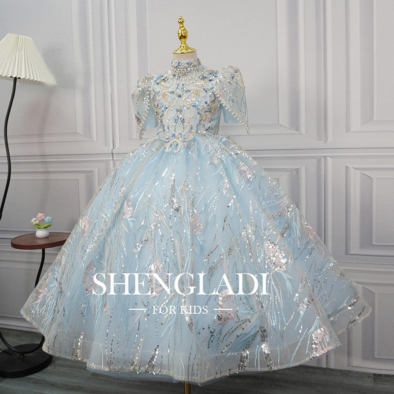 主持人礼服女童轻奢小众高端儿童钢琴演奏服花童婚礼小女孩演出服