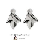 无耳洞不规则褶皱金属弹簧蚊香盘个性 耳夹女几何时尚 耳饰品大耳环