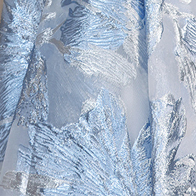 金丝花朵浮雕布料梭织大提花色织锦涤提花面料皱感肌理女装面料