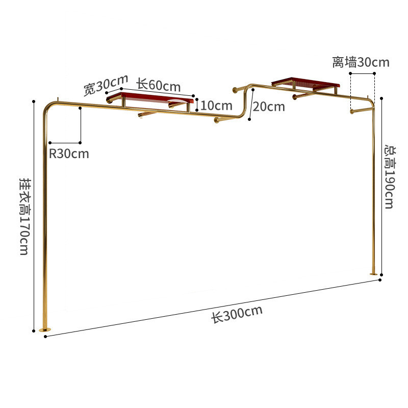 服装展示架上墙壁挂式不锈钢钛金异型店架子女装挂衣陈列童装货架