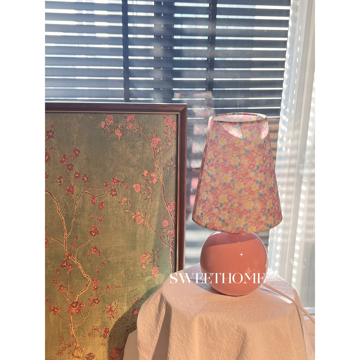 SweetHome *莫奈花园 中古复古碎花陶瓷夜灯卧室睡眠装饰氛围台灯