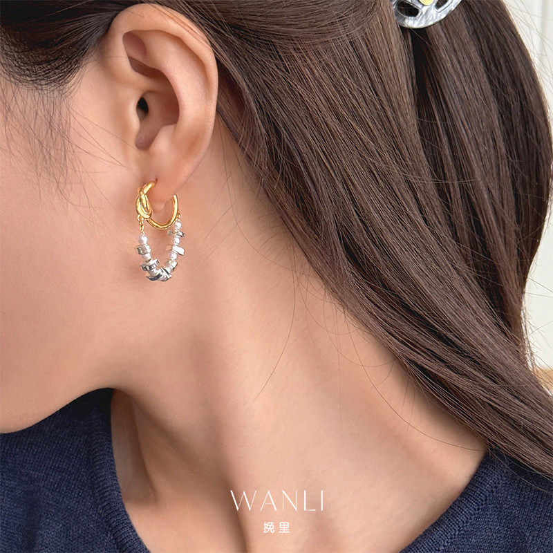 挽里百搭设计感不规则碎银子耳环2025新款爆款流苏修饰脸型耳饰,饰品/流行首饰/时尚饰品新,耳环,淘宝优惠券,粉丝福利购,淘宝优惠卷