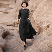 忘城8563座 2020黑色棉纶剪花圆领