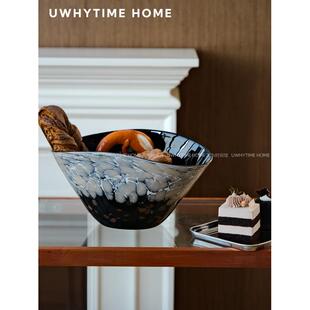 高级感新中式轻奢艺术琉璃玻璃水果盘客厅茶几摆件装饰收纳摆件