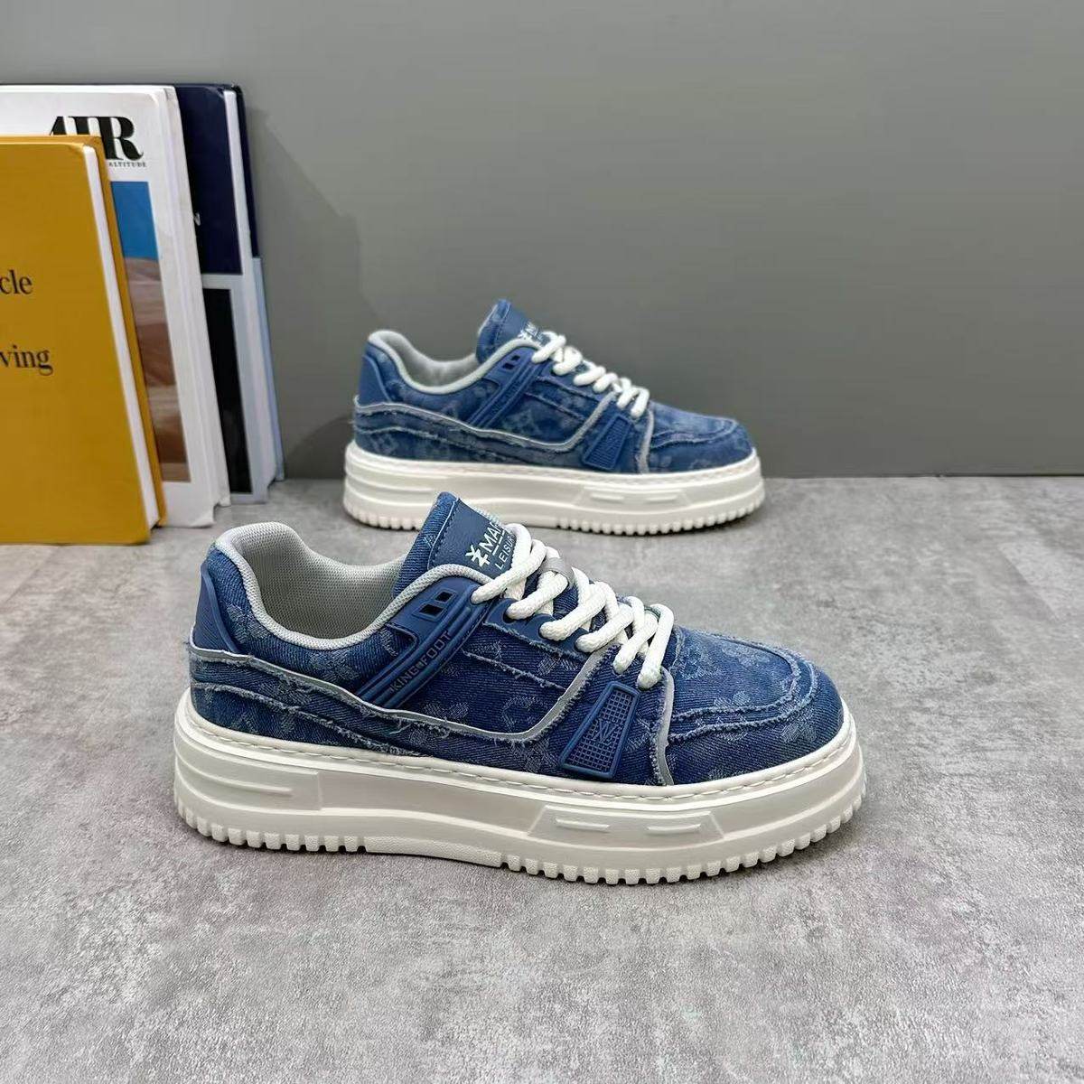 男鞋2025夏季新款潮流百搭帆布板鞋男款运动休闲透气厚底小白,流行男鞋,休闲板鞋,淘宝优惠券,粉丝福利购,淘宝优惠卷