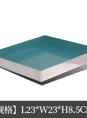 北欧ins金属方形托盘收纳盘置物饰品简约样板间家居彩色餐盘茶盘