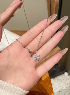 蝴蝶999纯银项链女款2024新款爆款轻奢小众高级感锁骨链生日礼物