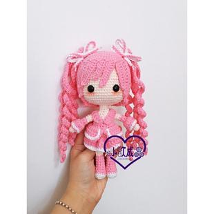 成品高约22厘米 小歆成品手作坊 初音未来 手工编织 钩针毛线娃娃