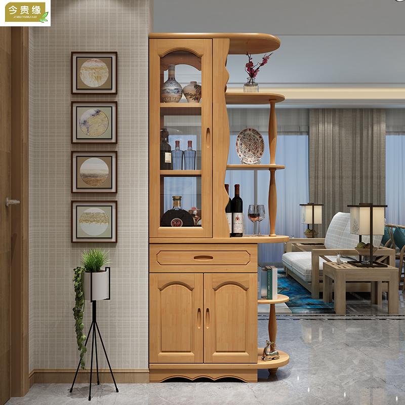实木玄关隔断柜小户型客厅0.8米进门鞋柜双面简约现代屏风柜酒柜