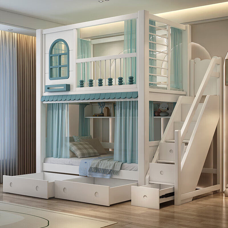 全实木上下床双层床互不打扰姐弟子母床上下铺儿童床高低床带滑梯,住宅家具,高低/子母床,淘宝优惠券,粉丝福利购,淘宝优惠卷