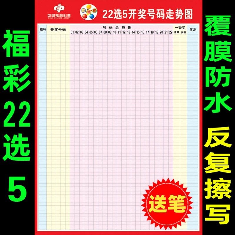 河南福彩22选5双色球3D开奖号码走势图表格彩票店投注站广告贴纸