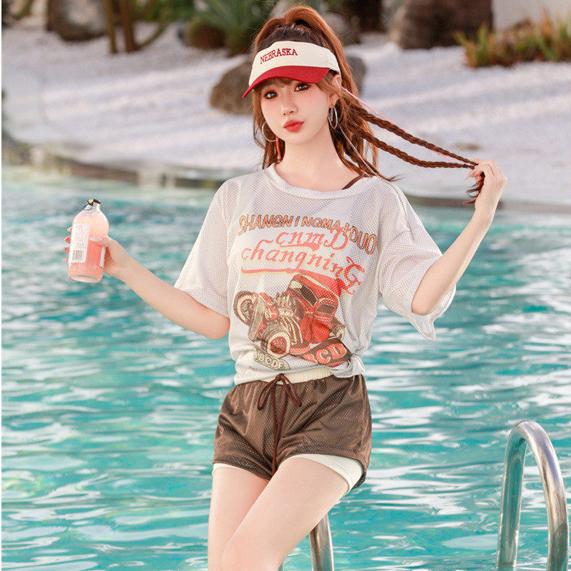 青少年泳衣女款2025年新款爆款带胸垫保守学生少女分体运动三件套,运动/瑜伽/健身/球迷用品,分体泳衣,淘宝优惠券,粉丝福利购,淘宝优惠卷