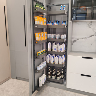 橱柜联动拉篮 高柜大零食储物收纳橱柜拉篮不锈钢怪物联动拉篮