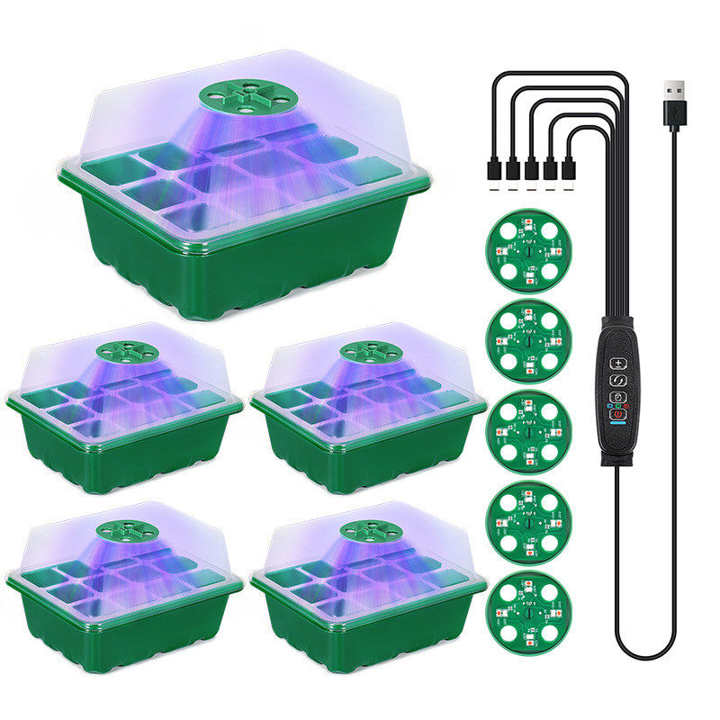 5套6/12孔专业带灯光育苗盒家用种菜养护育苗盒种植孔穴透气播种,鲜花速递/花卉仿真/绿植园艺,园艺用品套装,淘宝优惠券,粉丝福利购,淘宝优惠卷