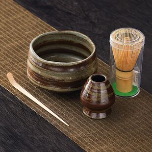 粗陶抹茶碗带嘴打抹茶工具刷日本点茶碗抹茶杯搅拌器茶筅器具套装