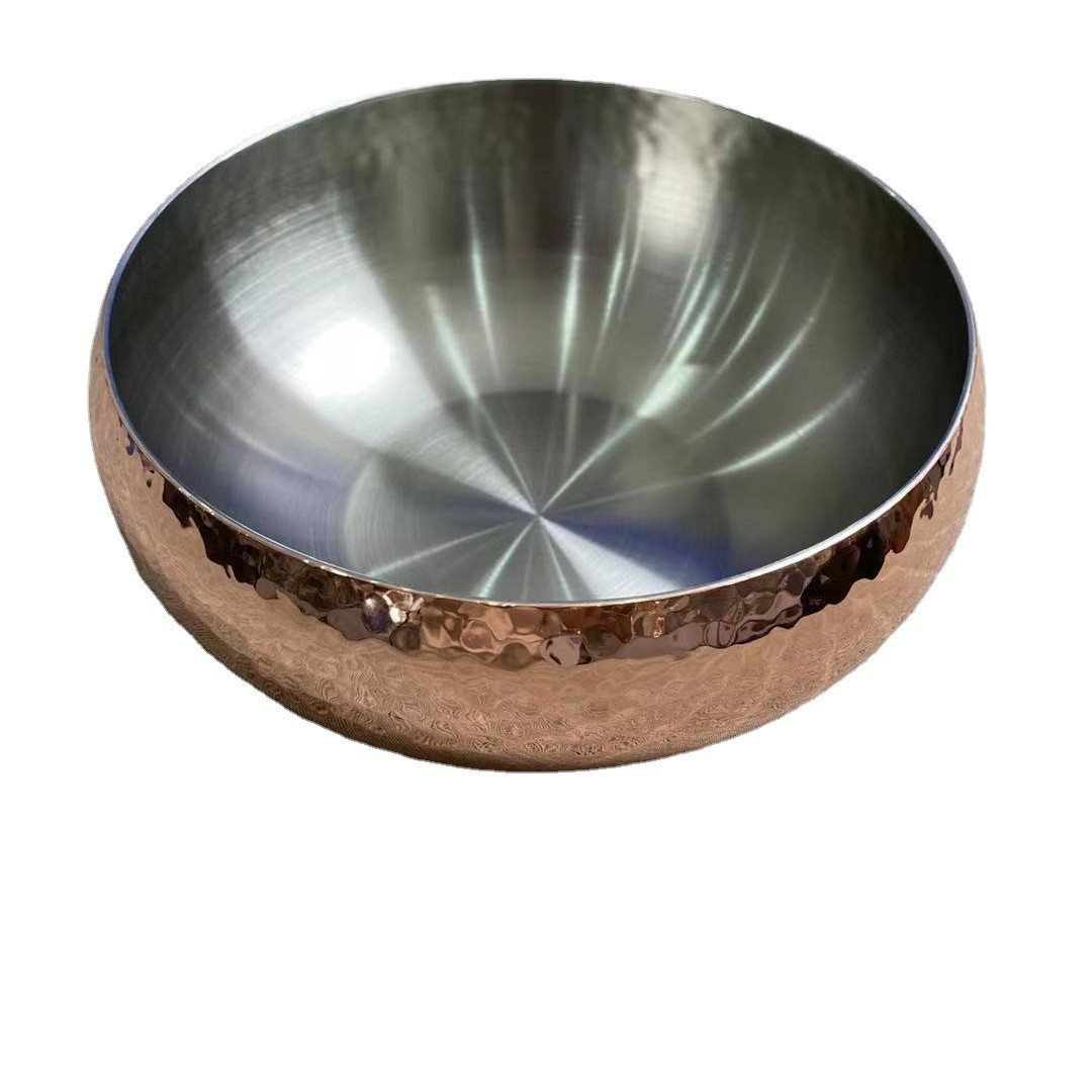 紫铜锤沙拉碗纹大容量家用水果蔬菜法海碗泡面锅火锅