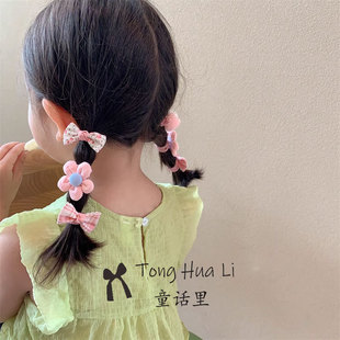 高品質(zhì)精致小蝴蝶結(jié)幼兒園扎頭發(fā)橡皮筋小號發(fā)圈奶咖粉色公主頭飾