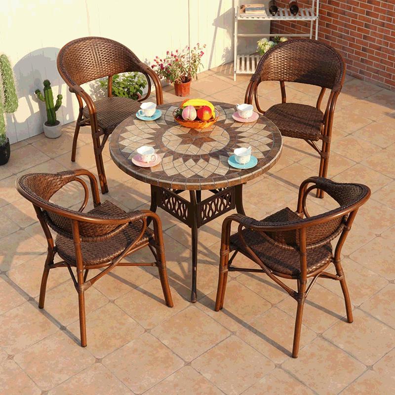 桌椅户外庭院阳台藤椅简约现代 室外花园编藤家具欧式滕椅组合