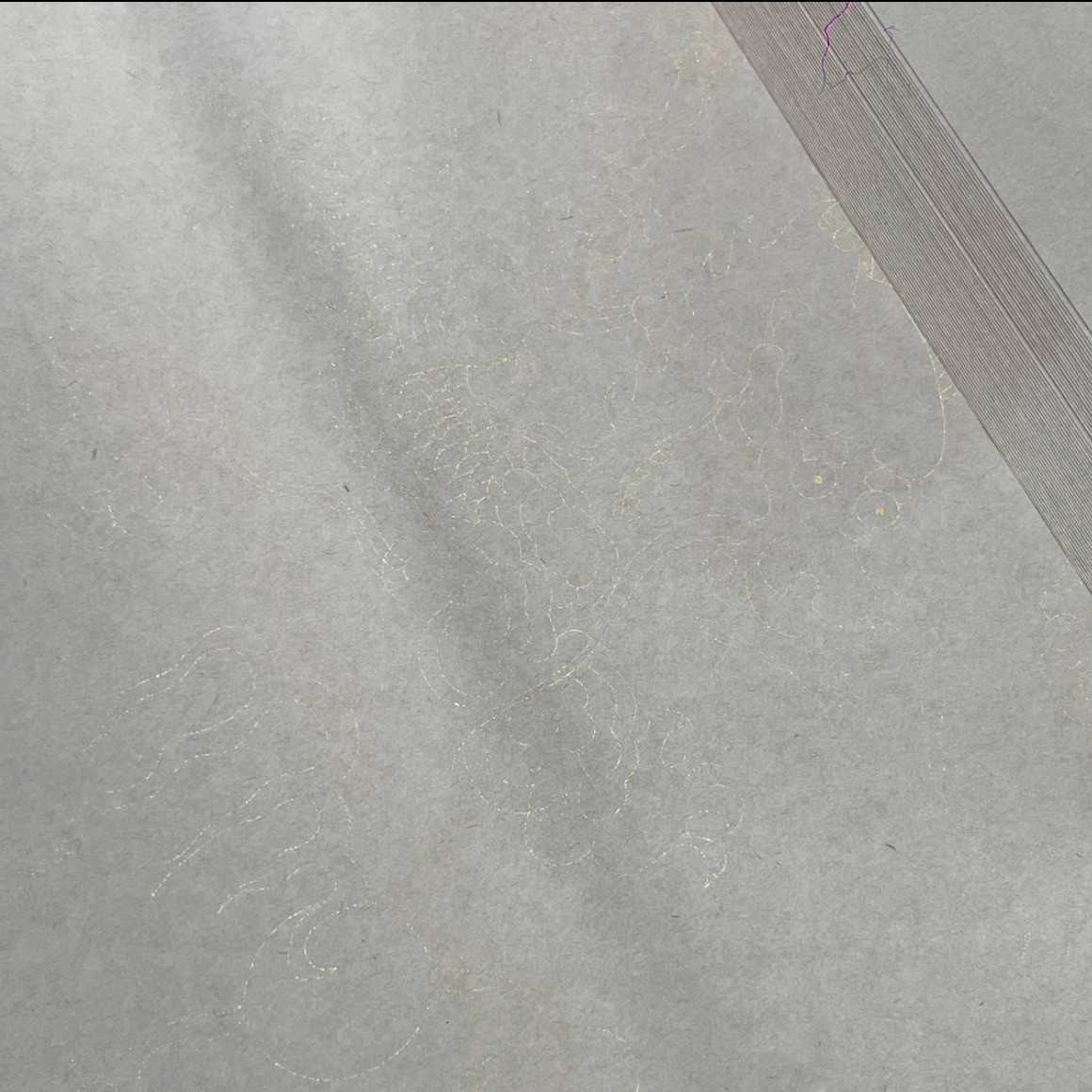 大山文房仿宋雁皮描金双龙书法专用半生熟小写意国画创作用纸