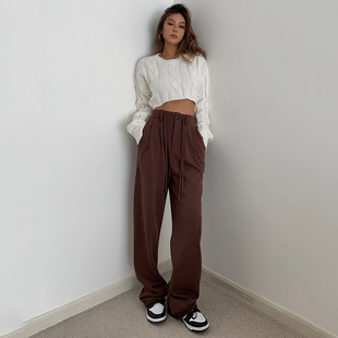 美式宽松抽绳直筒拖地裤百搭显瘦酷女孩爱穿长裤