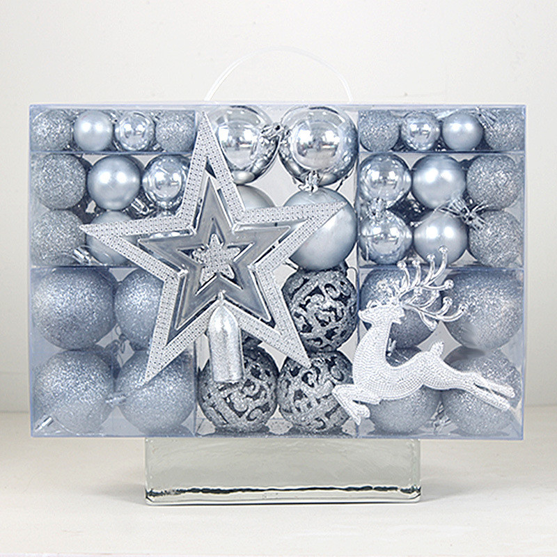 新品圣诞球102pcs圣诞树吊球pvc挂件提手套装装饰品