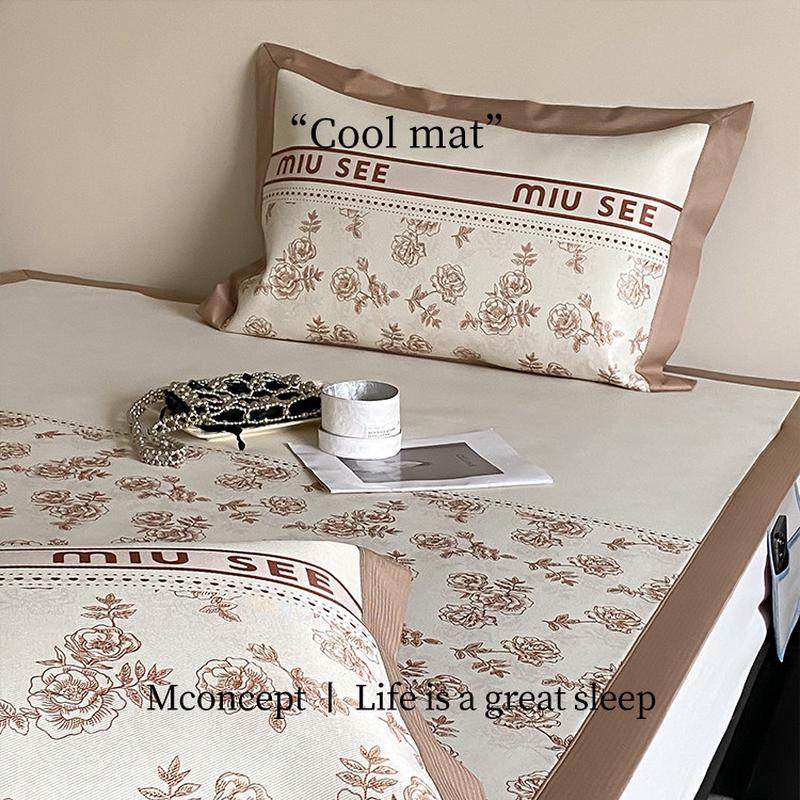 月光集【嘉茵】冰丝凉席三件套可机洗a类抗菌空调软藤席床笠款