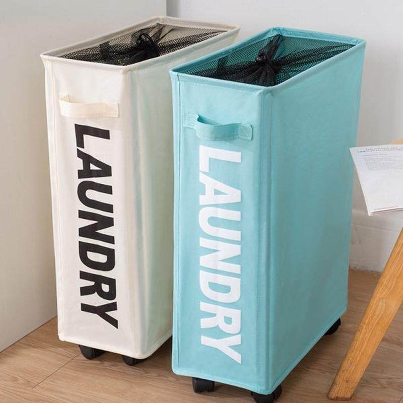 用布艺夹缝收纳筐窄缝脏衣篮可折叠带轮子衣柜角落缝隙洗衣篮子,收纳整理,缝隙柜,淘宝优惠券,粉丝福利购,淘宝优惠卷