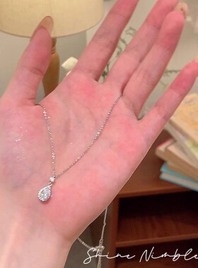 水滴999纯银项链女款轻奢小众2025新款爆款足银吊坠银饰生日礼物