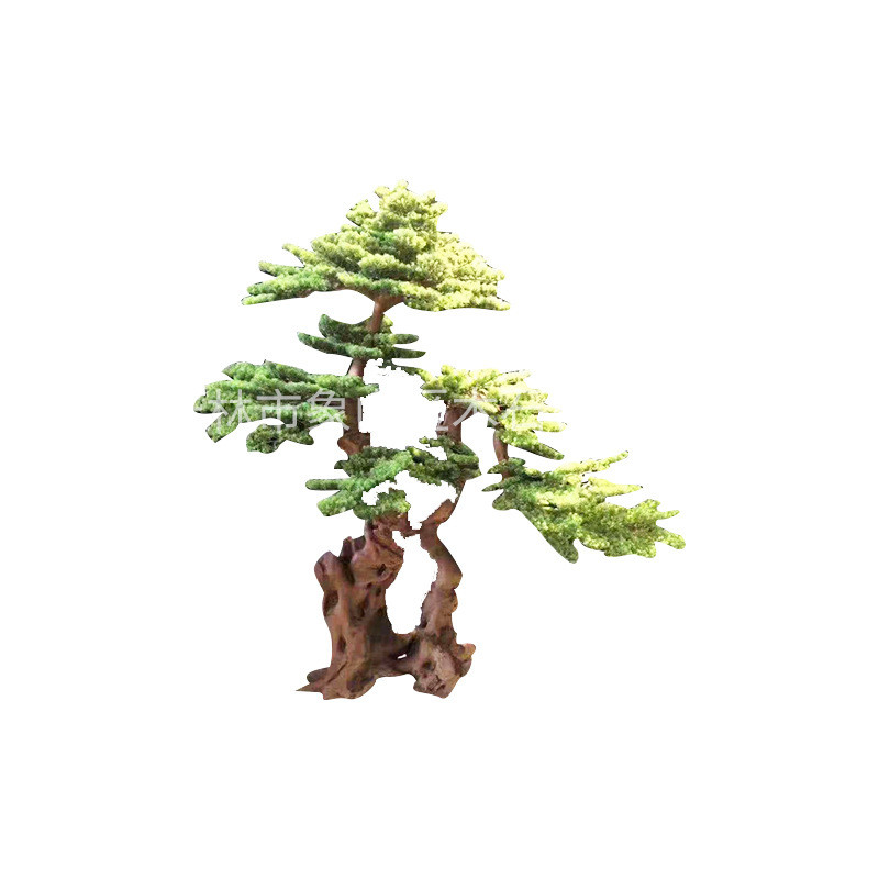 松木造景雪松马尾松盆景加工定制仿真造景树雕玄关中式仿真树